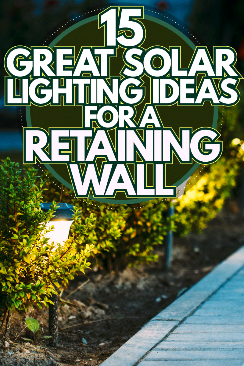 Gorgeous garden lamps placed near small bushes at the patio, 15 Great Solar Lighting Ideas For A Retaining Wall