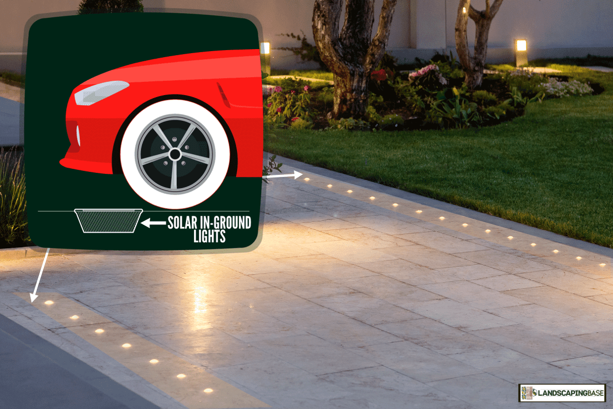 Ultra modern designed landscaping of a garden with solar lights scattered on the path walk, Can You Drive Over Solar In-Ground Lights?