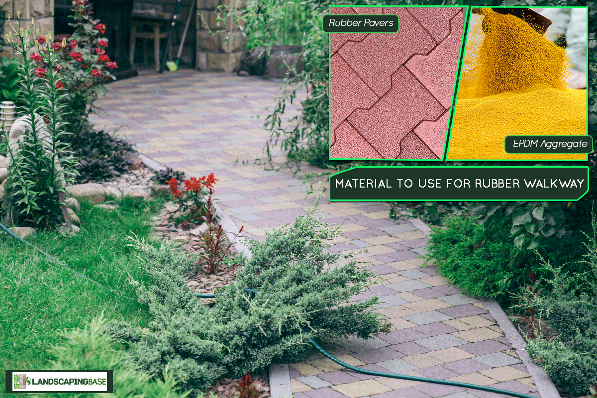 Rubber pavers of various colors in the garden pathway, How To Make A Rubber Walkway?