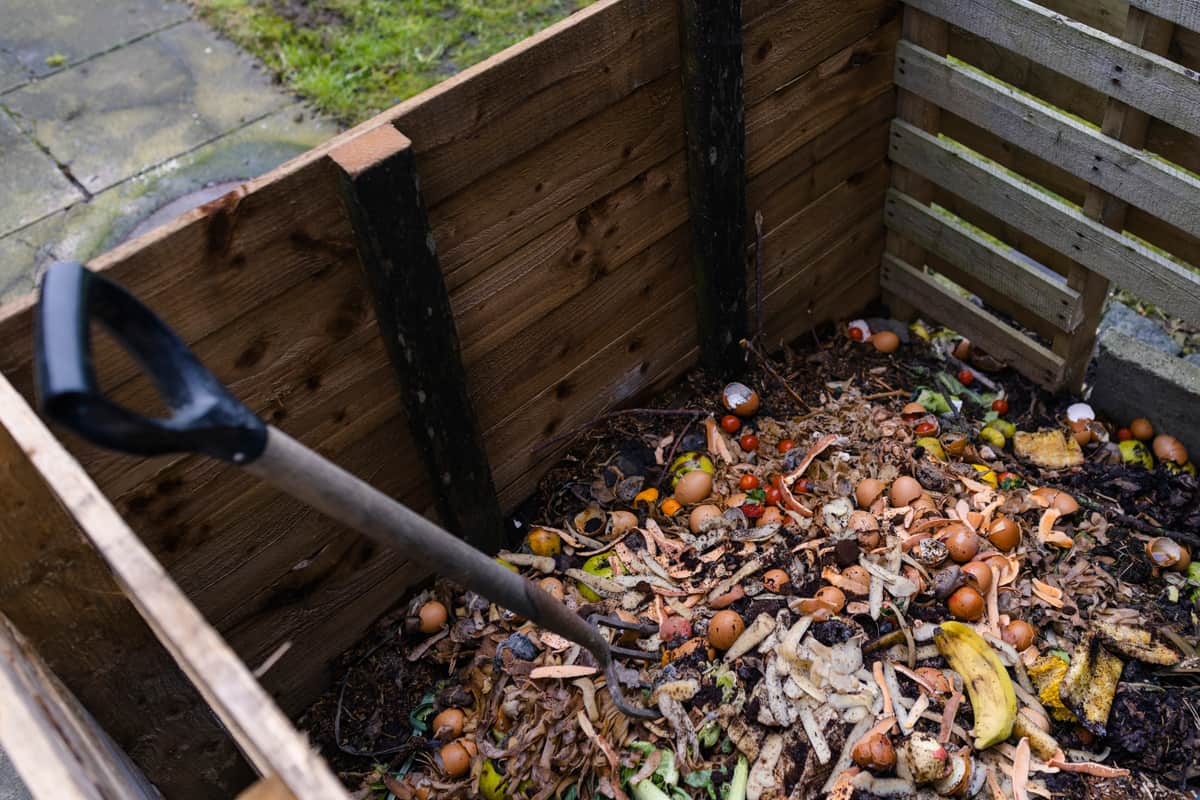 Using food waste for compost to be used to mix the mulch