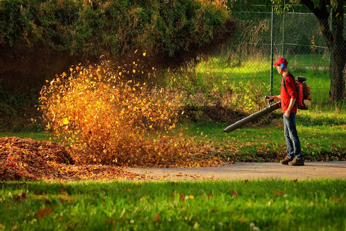 How Do Leaf Blowers work - Man operating a heavy duty leaf blower